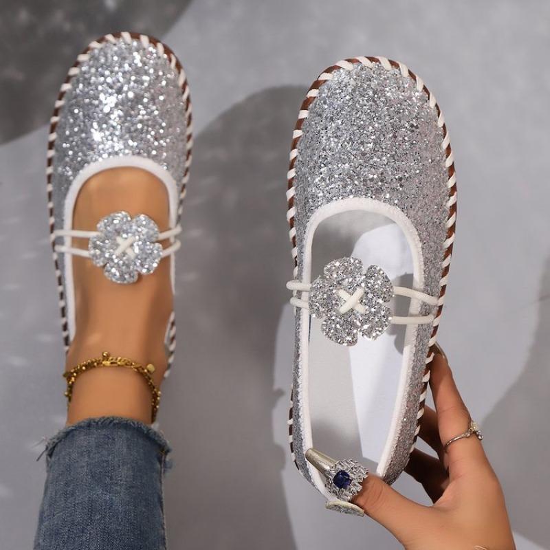 Flats Bling Flower Sandals Trend Women Mary Jane Shoes Spring New Lolita Shoes 2025 Designer Casual Loafers Dress Party Zapatos