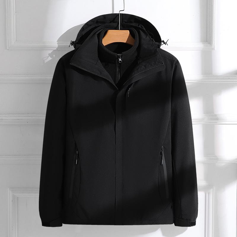

Couples 3-in-1 Detachable Coat: Fleece-Lined, Windproof, Waterproof for Autumn/Winter Outdoor Adventures M