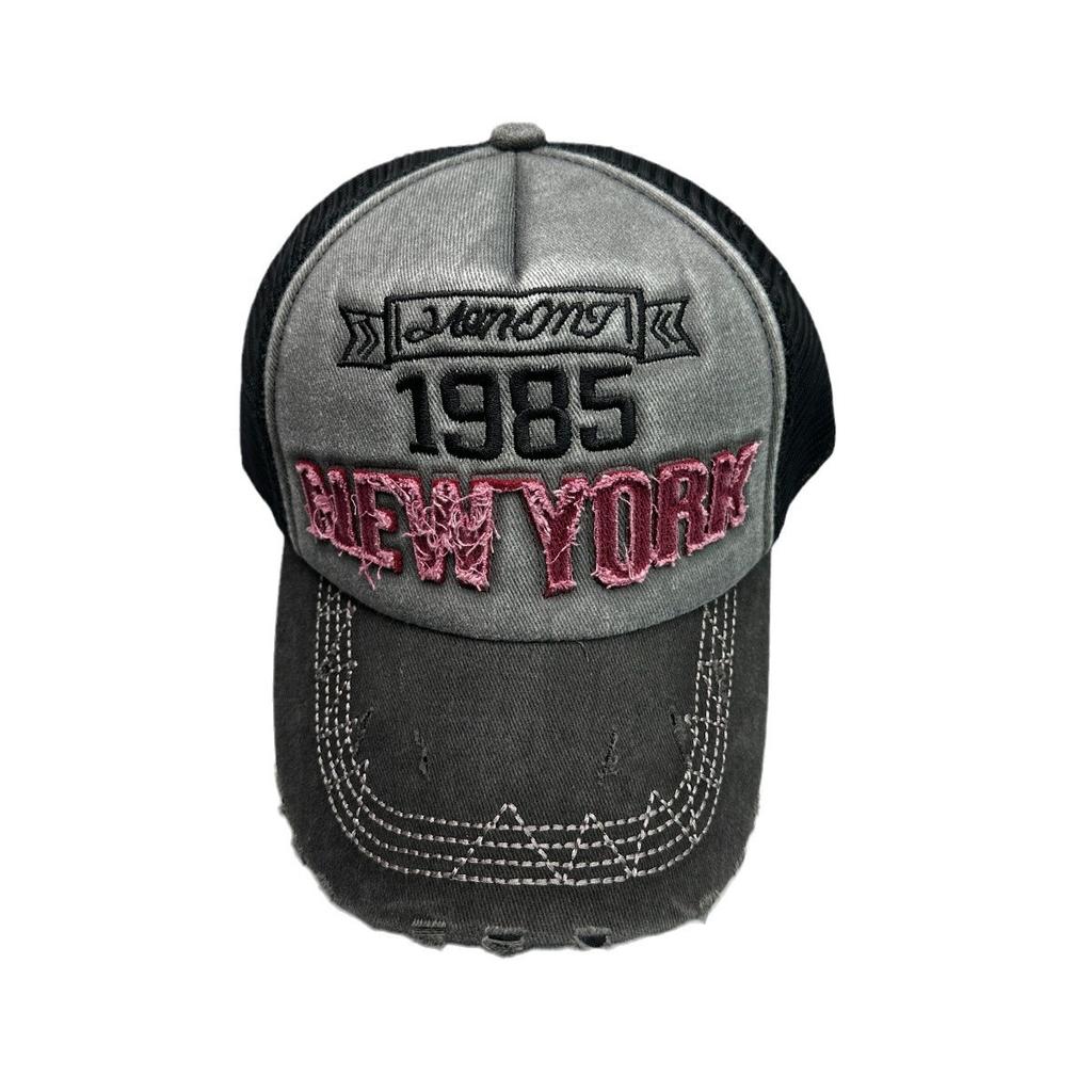 Street Hole Wind Embroidery Letter Baseball Cap Men'S And Women'S Sunshade Mesh Eye Matching Personalized Truck Hat