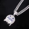 European American Hip Hop Jewelry Ice Face Enamel Emoji Pendant Men Hipster Street Rap Full Diamond Cuban Chain Necklace