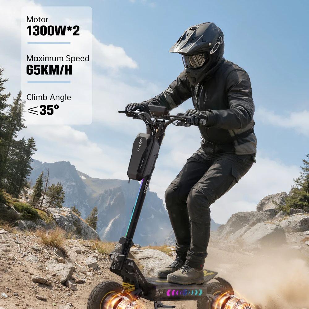OOTD T10 Pro Elektrická koloběžka 2600W Duální výkon motoru 52V23.4AH Velká městská elektrická koloběžka LED sada Pro 11palcovou přenosnou e-koloběžku