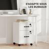 Mobile Office Pedestal, 2 Drawers, Casters, Hanging Letter-Size Documents, White