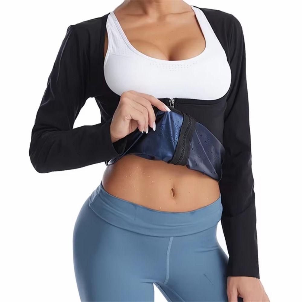 Short Sleeve Fat Burning Fitness clothes Zipper Design Compression Shapewear  Weight Loss