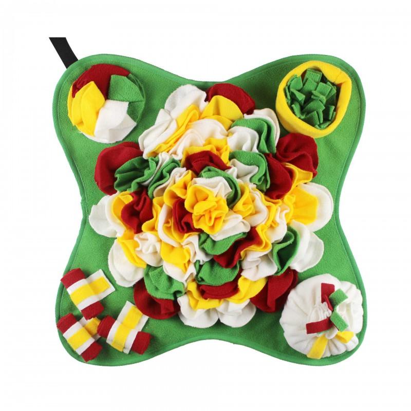 Interactive Dog Snuffle Mat With Treat Dispensing Design Durable Fleece Toy Mental Stimulation Stress Relief
