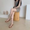 With Strap Sandals for Women Open Toe Outdoor Summer 2025 Flat Rubber No Heel Footwear Flip-flops Beach Ladies Shoes Roman Style