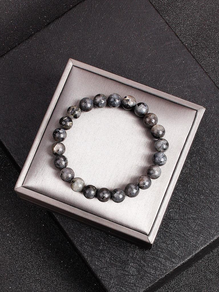 Real Natural Labradorite Stone Bead Bracelet Men Women Vintage Black Flash Stone Bracelet with Original Natural Crystal Gift