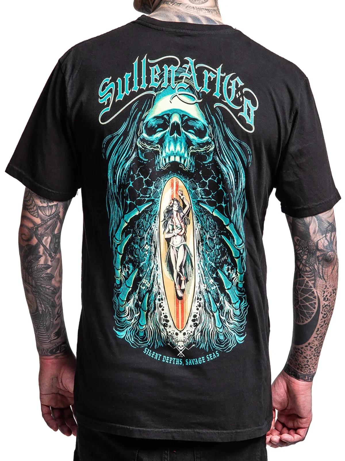 

Sullen Men s Silent Depths Short Sleeve Premium T-shirt Surfer Girl Skull Tee XL