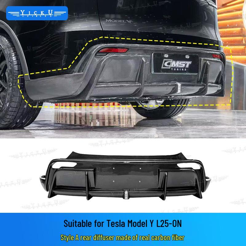 Tesla Model YL CMST Style Real Carbon Fiber Front & Rear Lip Hood Kit