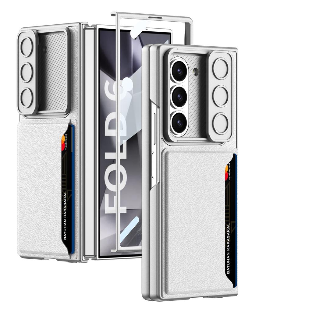 Suitable for Samsung Z Fold6 Mobile Phone Case Folding Screen Ultra Thin Business Leather Card Bag Anti Fall Protection Case