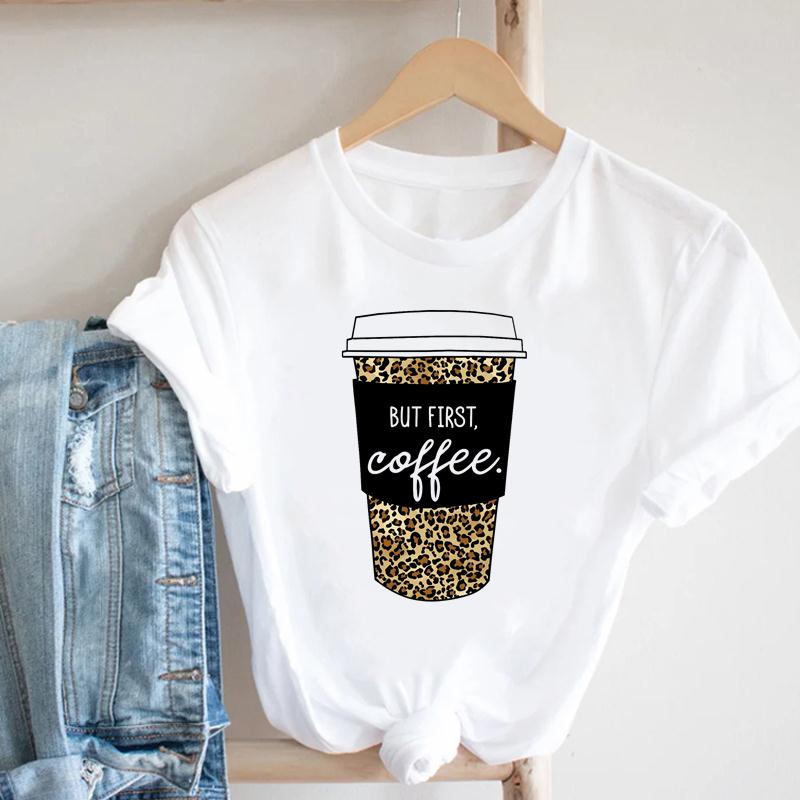 90s Star Leopard  Spring Tee Top Summer Fashion Women Print T-shirt Lady Female Clothing Casual Short Sleeve Graphic T-shirt