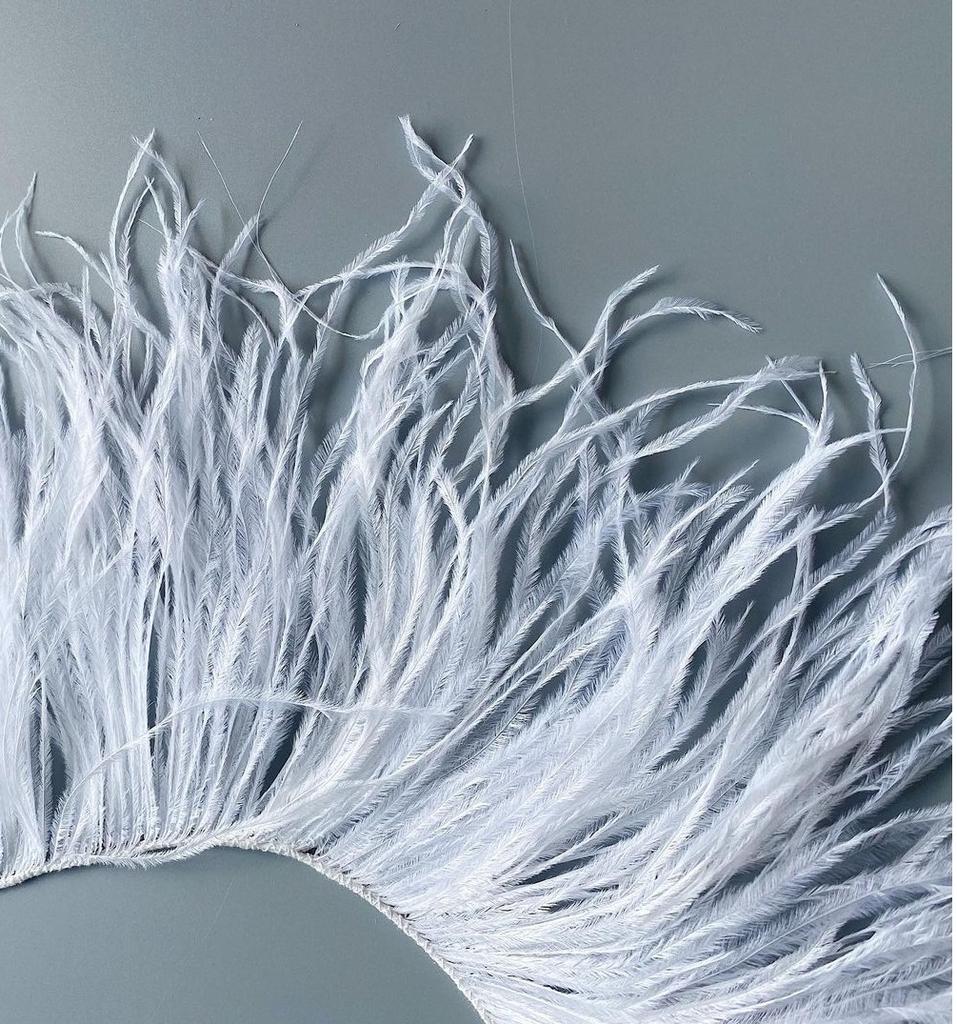 Feather1Meter Ostrich Feathers Fringe Trimming String 10-15/15-18/18-22cm Plumes Ribbon For Crafts Dress Sewing Accessories