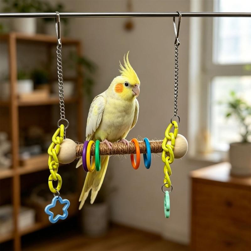 Handmade Wooden Bird Swing Stand For Cockatiels Finches And Pet Birds Measuring 14 By 23