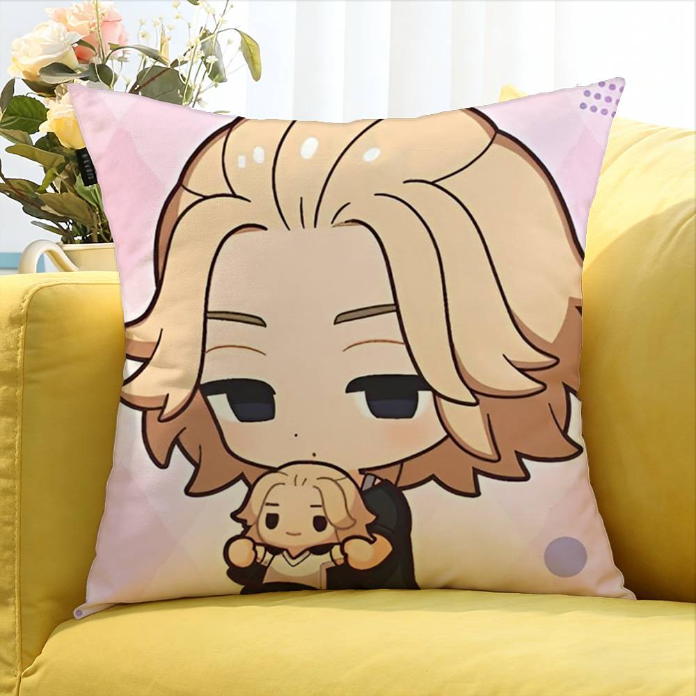 T-Tokyo r-Revengers Mikey World Various Sizes Square Pillow Case For Car Home Bedchamber Decor
