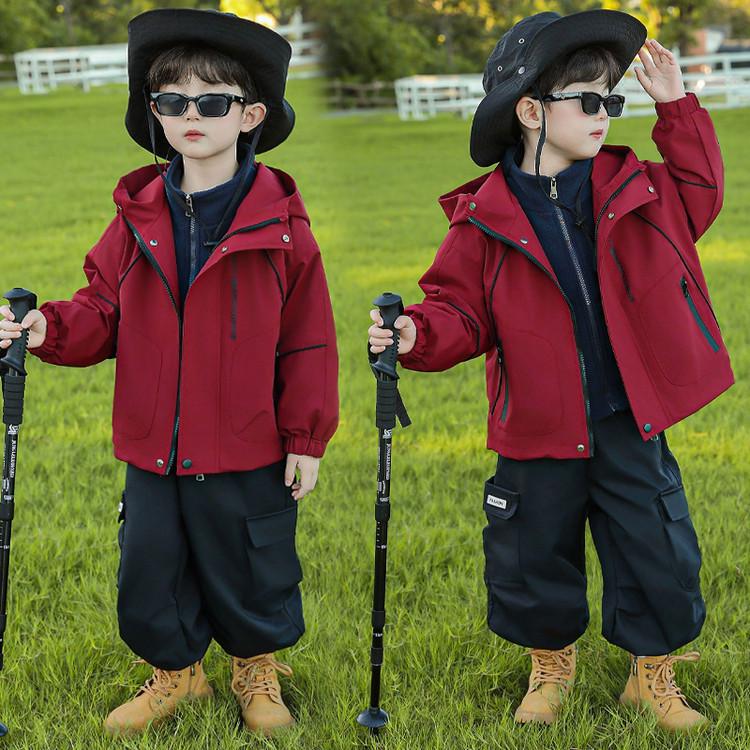 

Children s Windproof & Waterproof Hooded Jacket - 3-in-1, Stain-Resistant, Quick-Drying, for Spring & Autumn Outdoor Sports. 110cm