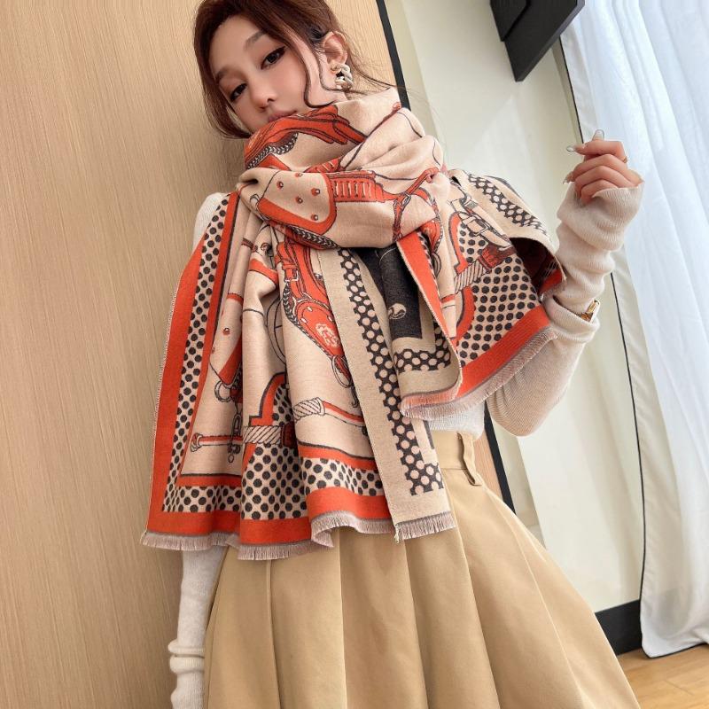 Light luxury high-end imitation cashmere jacquard scarf women's winter new versatile shawl windproof and warm thick scarf