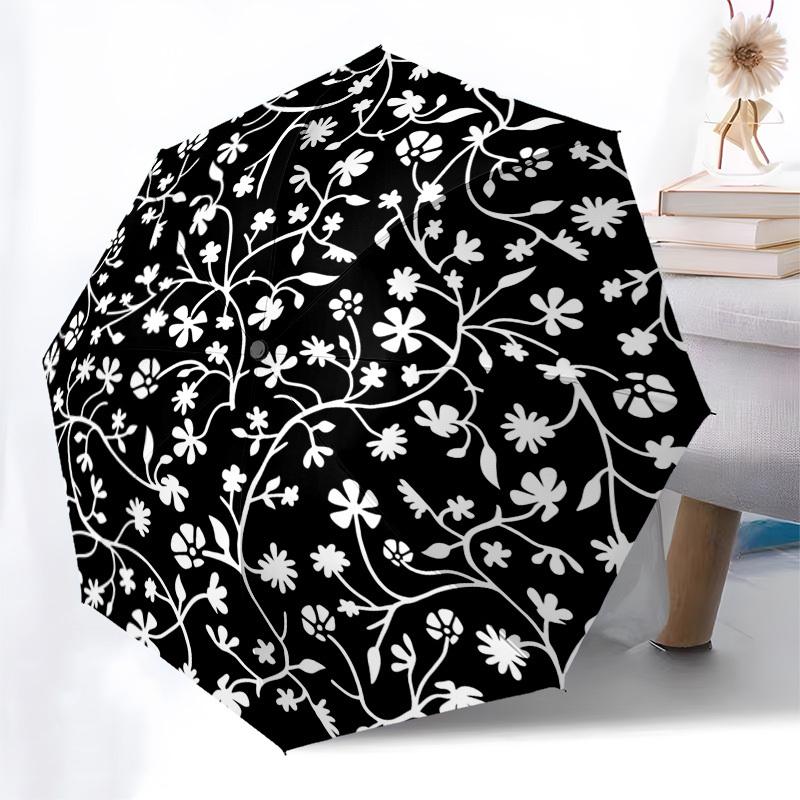 1pc Floral Mandala Pattern Umbrella with Plastic Handle,Compact & Stylish,Suitable for All Seasons YS331072