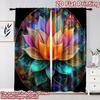 2D flat printing 2pcs Curtain Window Drapes Colorful Lotus Blossom Digital Printed Polyester Drapes Family Party Decoration