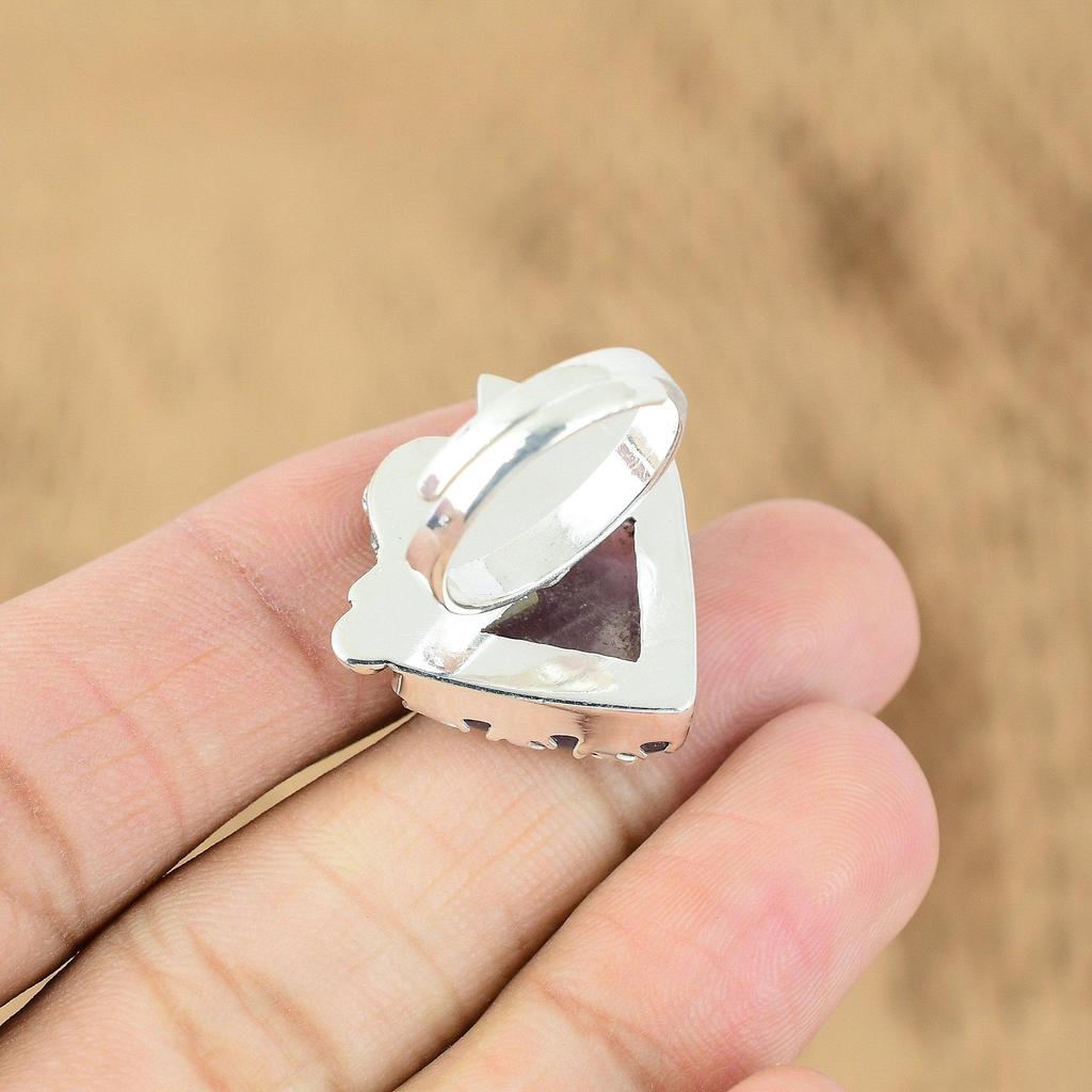 Gift For Her 925 Silver Natural Star Amethyst Multi Stone Flower Adjustable Ring