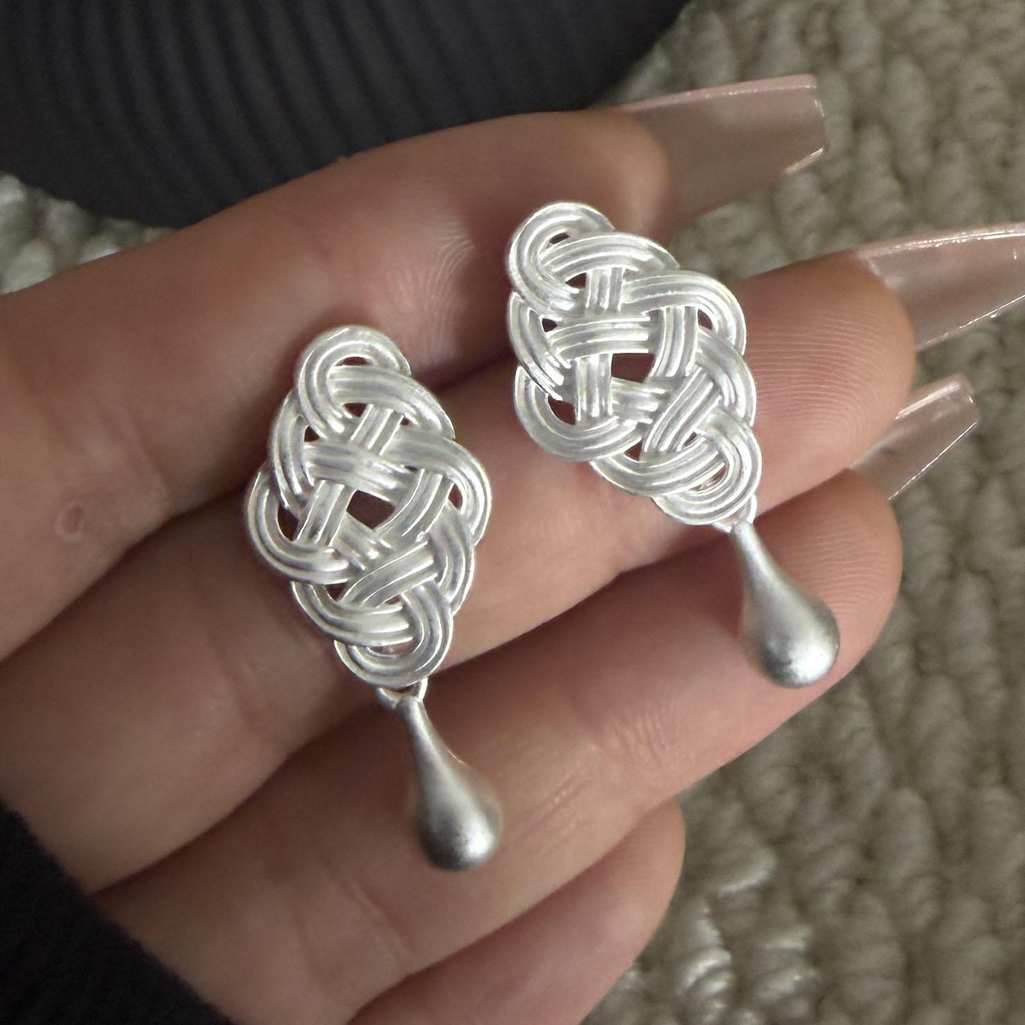 

925 Sterling Silver Earrings For Women Trendy Geometric Cross Tassel Ball Earring Jewelry Prevent Allergy Party Gift Accessories