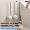 Golf Shaped Wall Mounted Toilet Brush Double-sided Silicone Bristles 360° No Dead Angle Long Handle Bathroom Gap Cleaning Brush