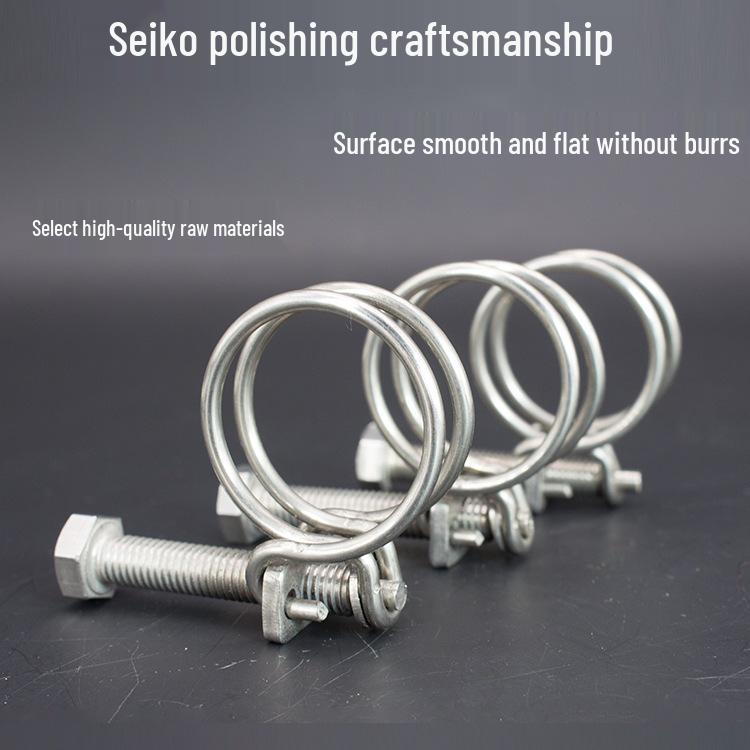 304 Stainless Steel Double Wire Hose Clamp for Oil and Water Pipes
