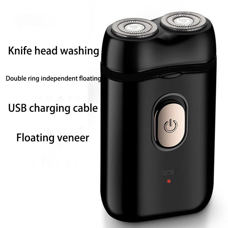 Men's Trimmer Beard Knife Electric Shaver Razor Double Head Floating USB Rechargeable Razor Portable