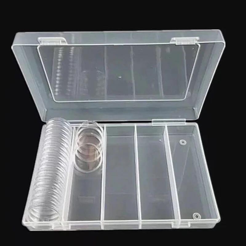 Plastic Jewelry Boxes Storage Case Plastic Tool Box Clear Round Coin Cases Capsules Container Holder Organizer Storage Wholesale