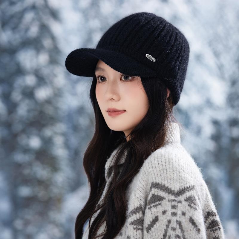 Hat Women's Fleece Thickened Knitted Cap Autumn and Winter Outdoor Fashion Windproof Warm Hat