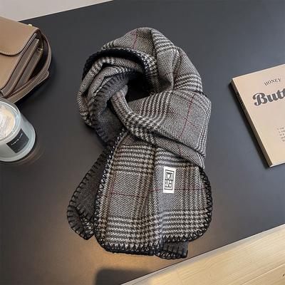 Koreanischer Karoschal für Damen Winter Klassisch Warm Imitation Kaschmirschals Dickes Bandana Mode Luxus Stola Wickeltuch Lätzchen Halstuch