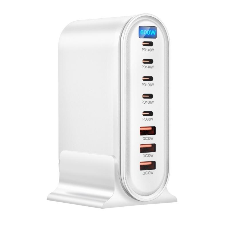 8Port Charger 600W Highly Speed Charging PD100W Port Compatible for Phone Devices for Homes Offices Devices Use