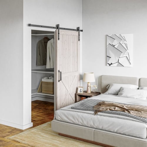 Signstek Hanging Sliding Door Rail, Barn Door Hardware, 6.6FT/2.01m, Renovation Fittings, Easy-to-Use, Indoor Wood Sliding Door, DIY Fittings, Aluminu