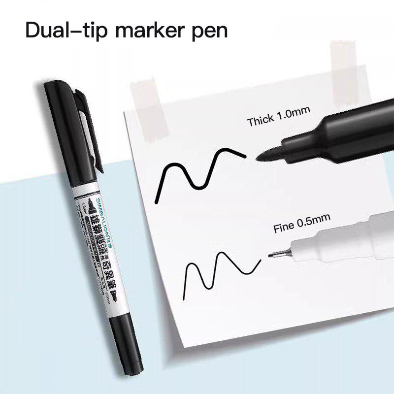 3/48 Pcs Waterproof Marker Pen Oil Permanent Dual Tip 0.5/1.0 mm Nib Black Painting Marker Pens Set Art School Office Stationery