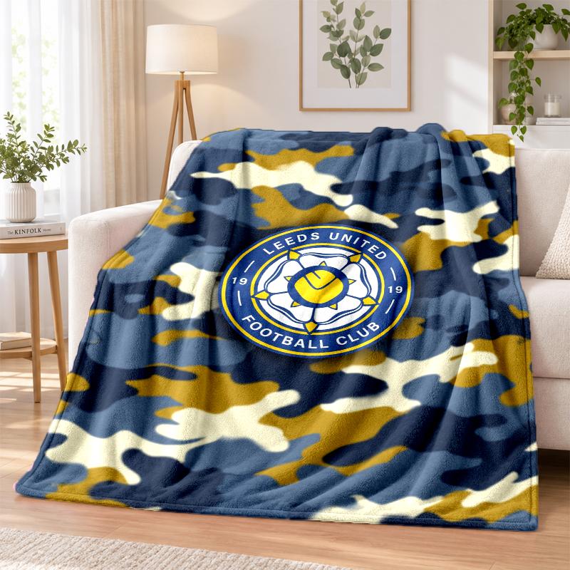 Leeds United Football Printed Flannel Blanket Warm Comfort Bed Throw For Indoor Home Decoration