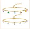 Charms Cubic Zirconia  Anklet Bracelet On Leg  for Women, Summer CZ Foot Chain, Elegant Delicate Beach Holiday Gift