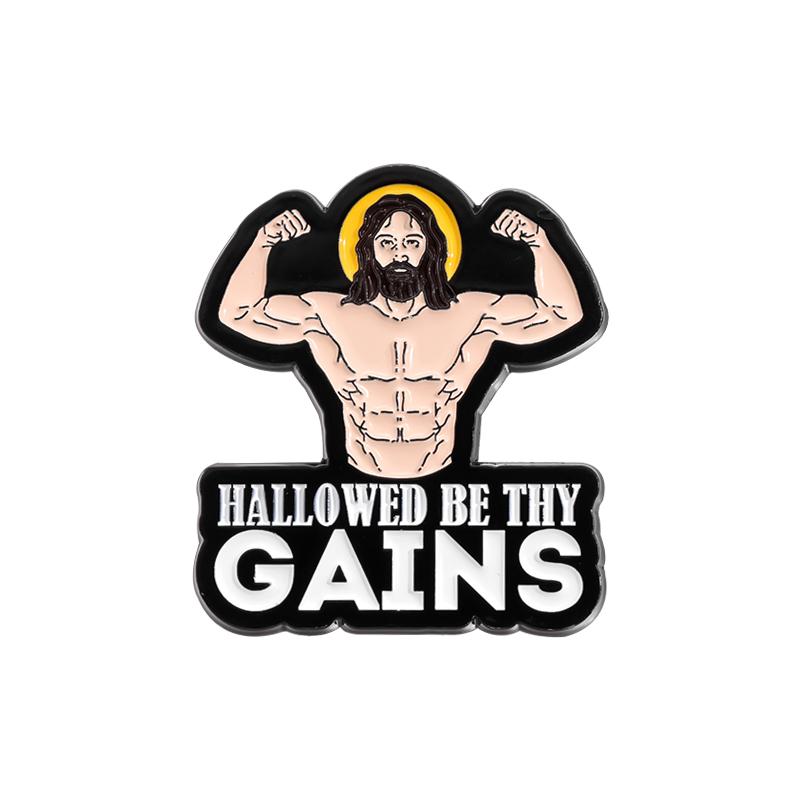 HALLOWED BE THY GAINS Enamel Pins Custom JESUS IS THE ANSWER Brooches Lapel Badges Jewelry Gift for Believer Friends