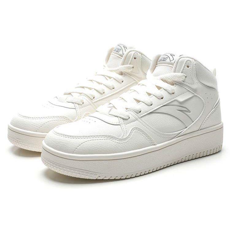 Anta Lifestyle Series Fabric Synthetic Leather High-Top Skate Shoes Men Sneakers White 912348082-2