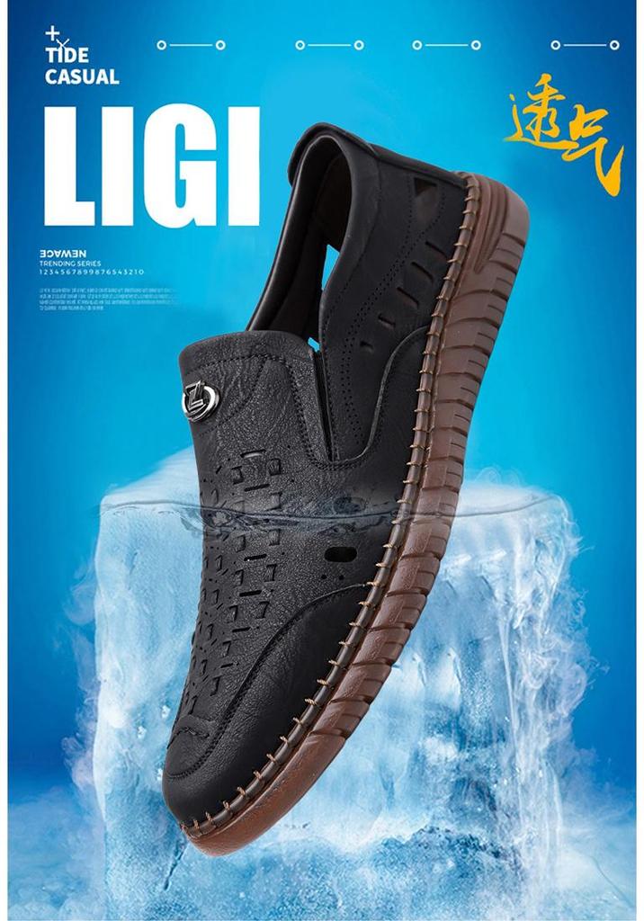 2026 Herren Sandalen mit großen Kreuzriemen aus echtem Leder - Atmungsaktiv, Lässig, Perforiertes Design