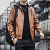 Autumn and Winter Men's Leather Jacket Leather Jacket Men's Hooded Slim Fit Motorcycle Casual Solid Color Jacket