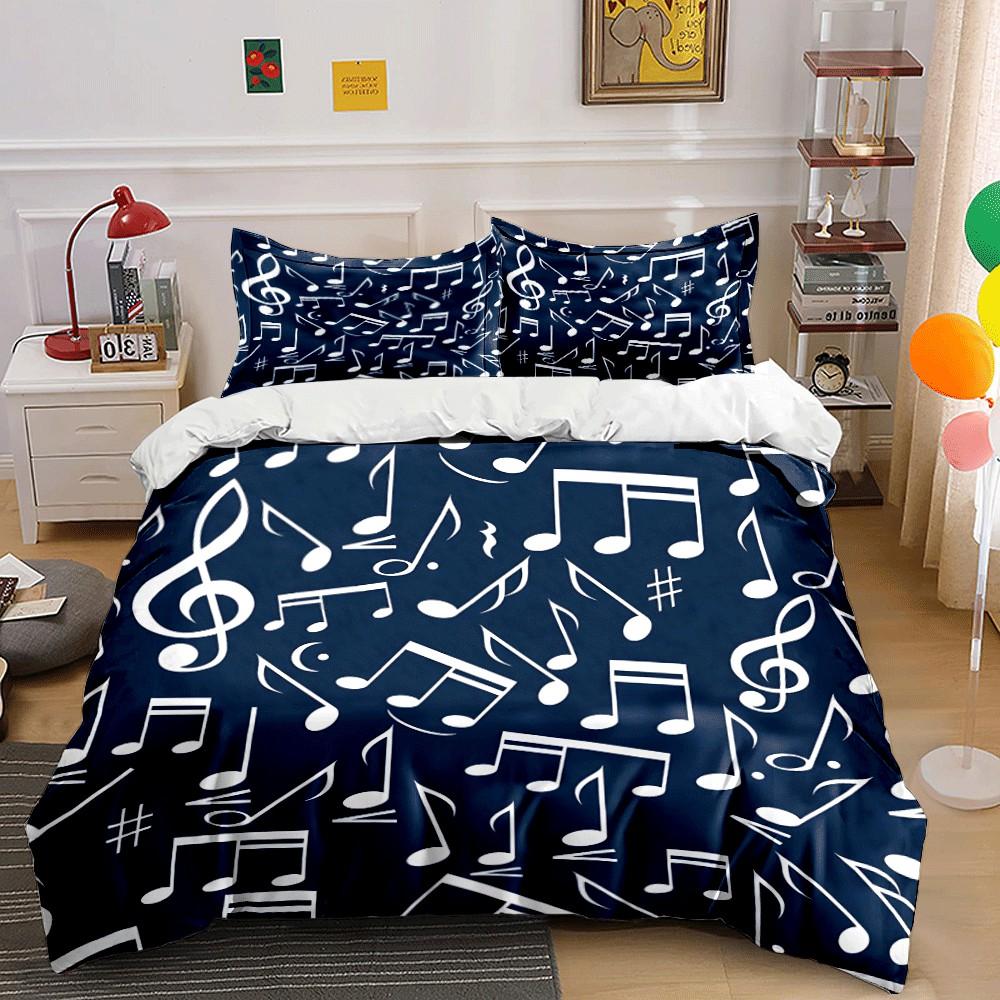 Music-Themed Three-Piece Set For Decor Exquisite Three-Piece Bedding Set Gift For Kids And Adults