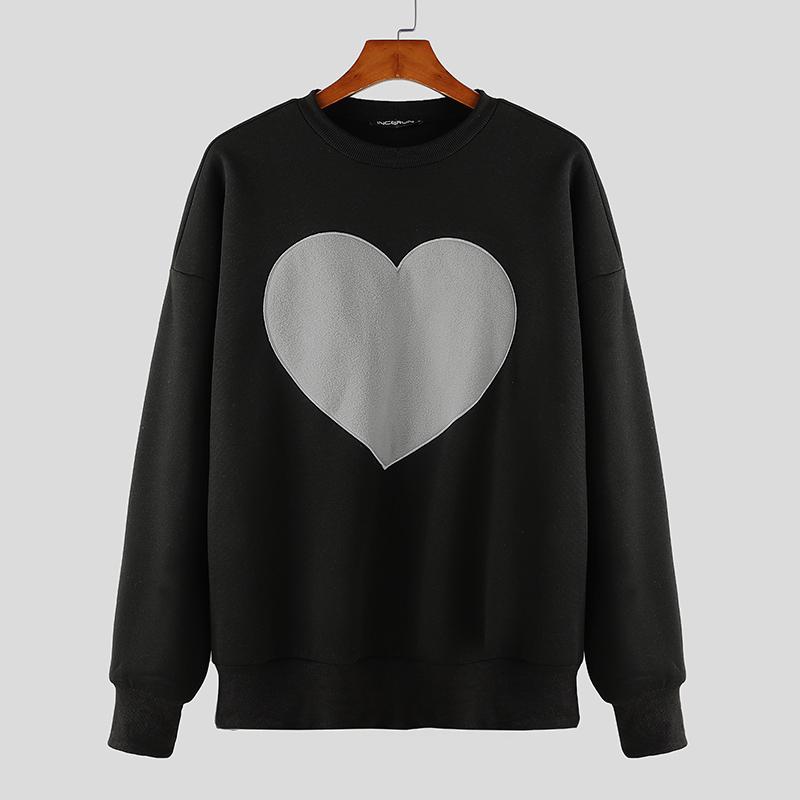 

INCERUN Men Long Sleeve Print Loose Pullovers Sweatshirts 2XL сірий