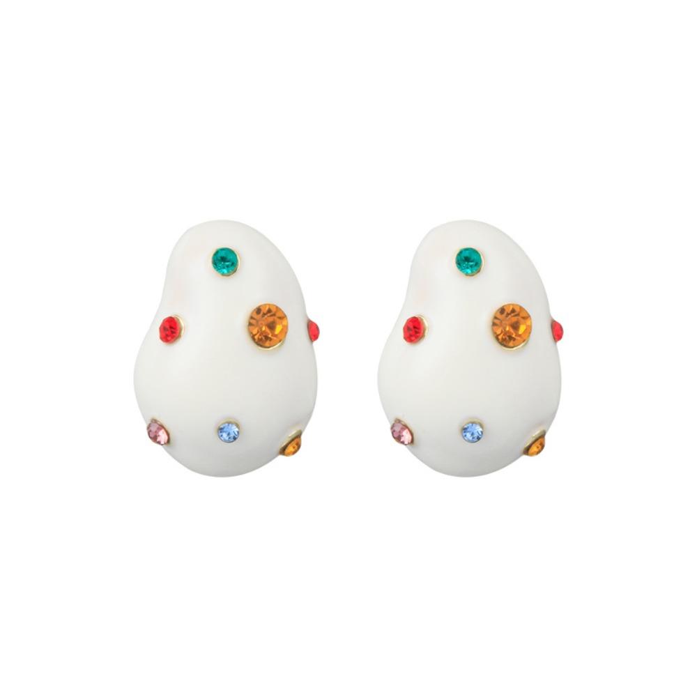 New Exquisite Cute Childhood Milk Candy Enamel Color Zircon Ear Studs Clip On Earrings for Women Korea Jewelry Accessories Gifts