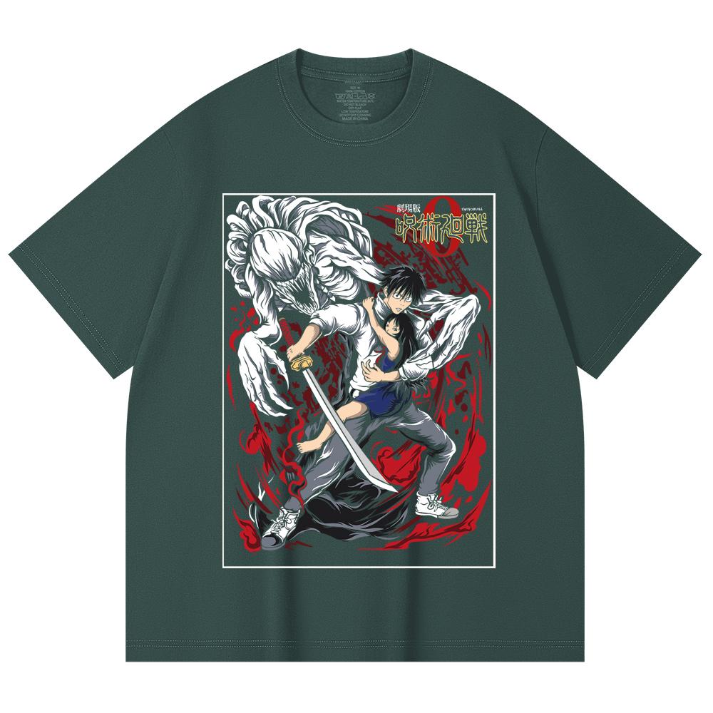 230 Gsm 100% Cotton Jujutsu Kaisen V65 Yuta Print Unisex Heavy Cotton T Shirt