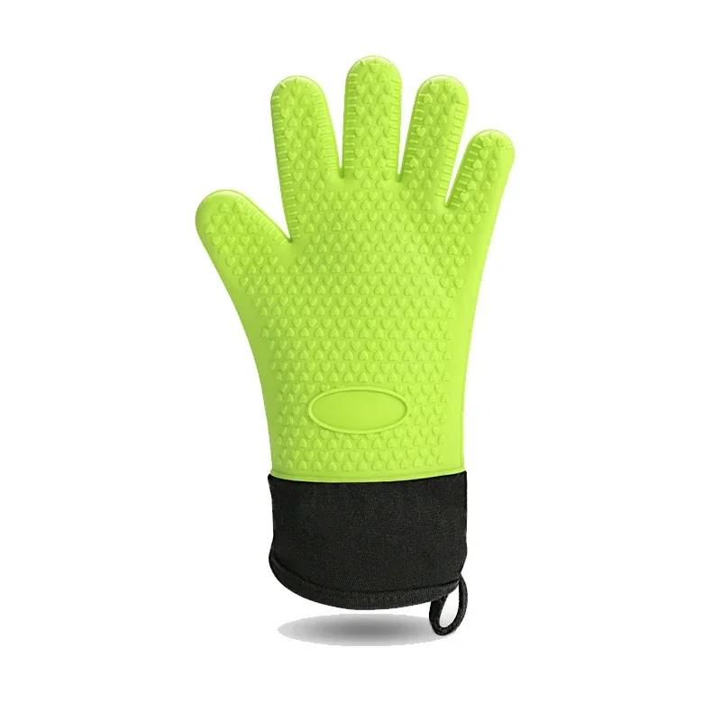 Lange Dikke Siliconen Handschoenen Hittebestendig Antislip Magnetron Ovenwanten Keuken BBQ Bakken Koken Canvas Stiksels Ovenwanten