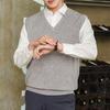 Sleeveless Loose Warm Sweater Vest Men Solid Color V-neck Pullover Waistcoat for Daily Wear