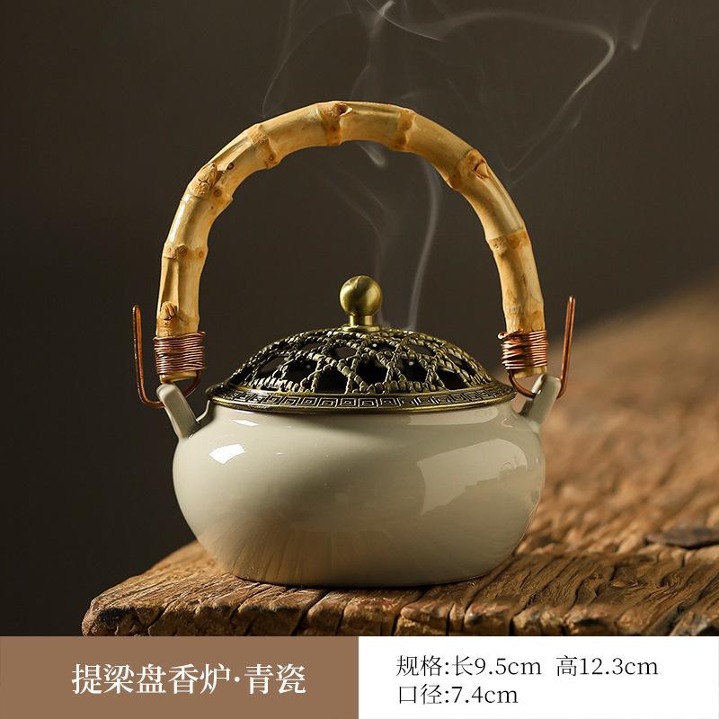 

Vintage Incense Burner with Handle Ceramic Sandalwood Incense Burner Aromatherapy Meditation & Home Décor