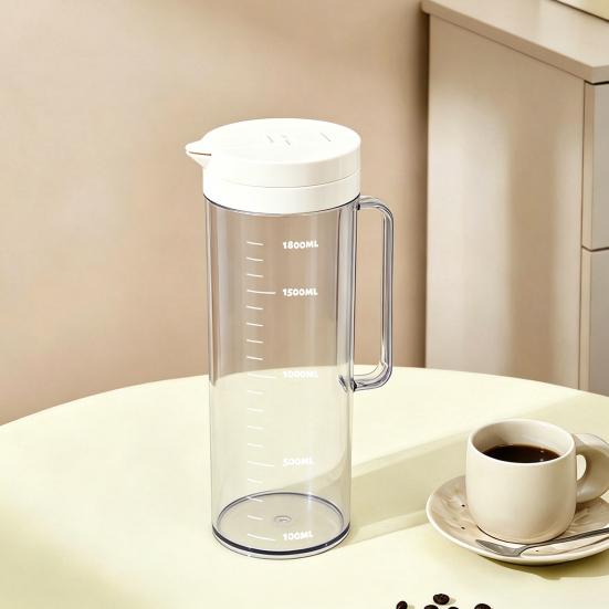 Large Cold Water Pitcher, 2000ml Flip Lid Dispenser for Fridge Side Door, BPA-Free Leakproof Jug with Infuser for Fruit Tea