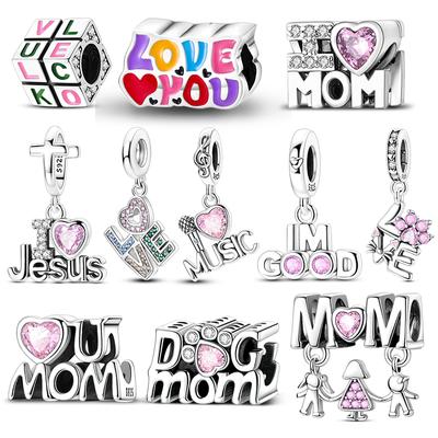 Beads Copper Heart Magic Cube Love Pet Mom Charms Beads Fit Original Bracelet For Women Jewelry Gift Diy