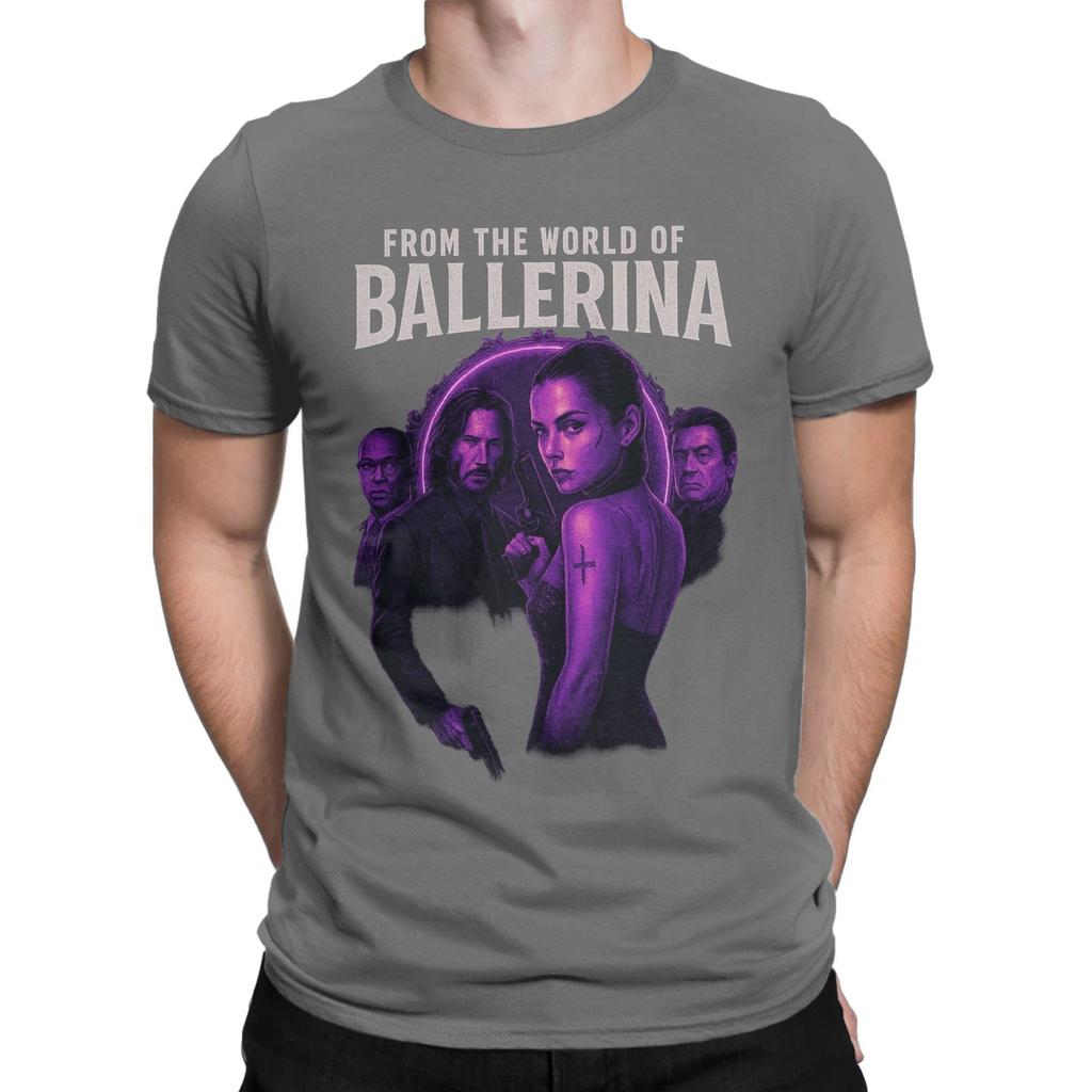 Aus der Welt von John Wick Ballerina 2025 Film T-Shirt Sommer Harajuku T-Shirts Herren 100% Baumwolle Rundhals Große Größen Oberteil T-Shirts Top