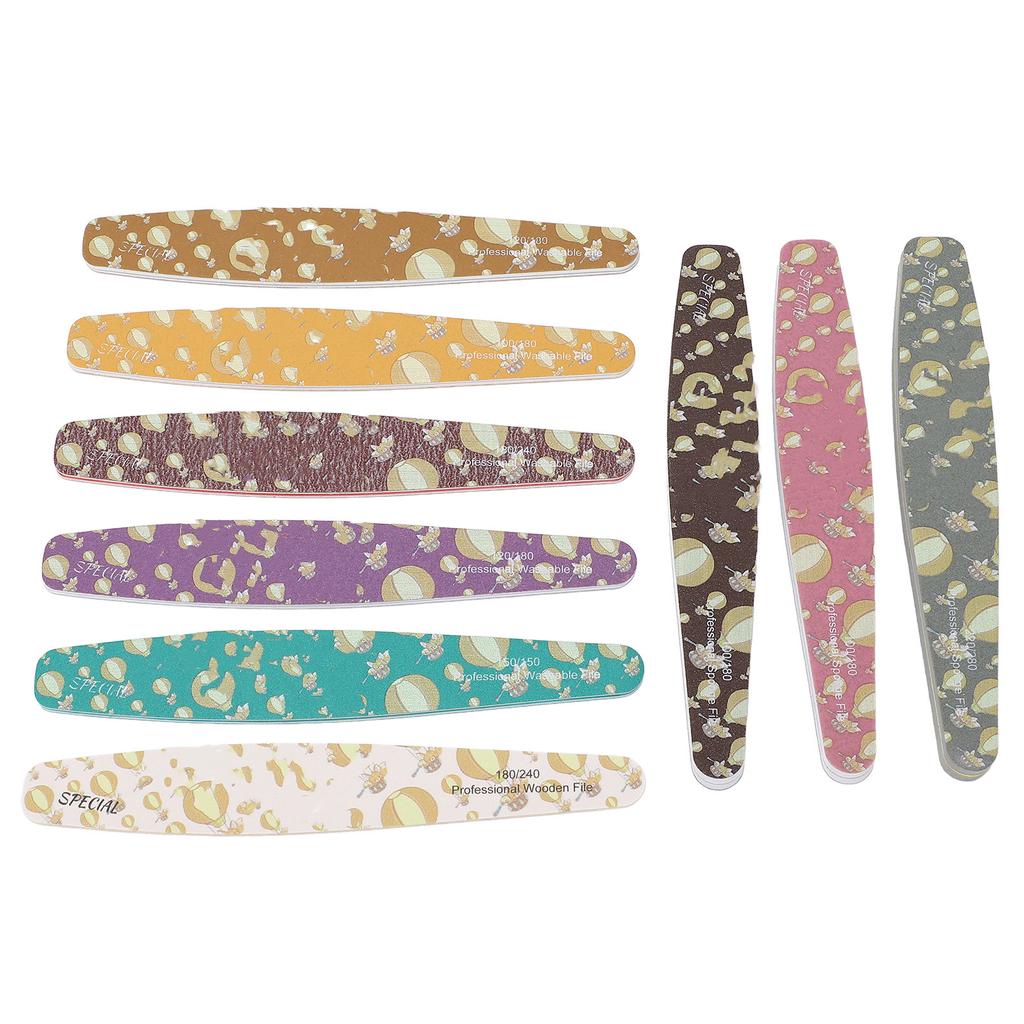 9PCS Nail File Professional Nail Art Sanding Strips Polishing Tools Set Washable Nail Care Buffer Fi