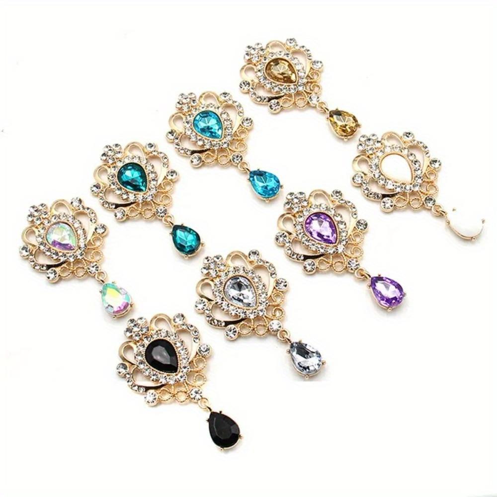 3Pcs/5Pcs Random Color 32*60MM for Needlework Rhinestone Button Hair Manualidades Accessories Diy Flat Back Brooch Jewelry Accessories